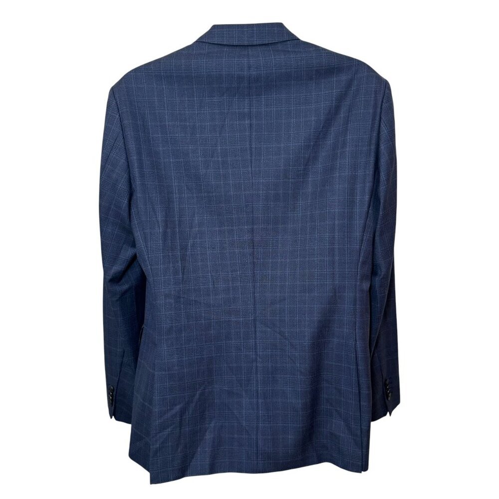 Hugo Boss Guabello Italy Dual Vent Navy Windowpane Plaid Blazer Jacket 38R - Picture 6 of 14